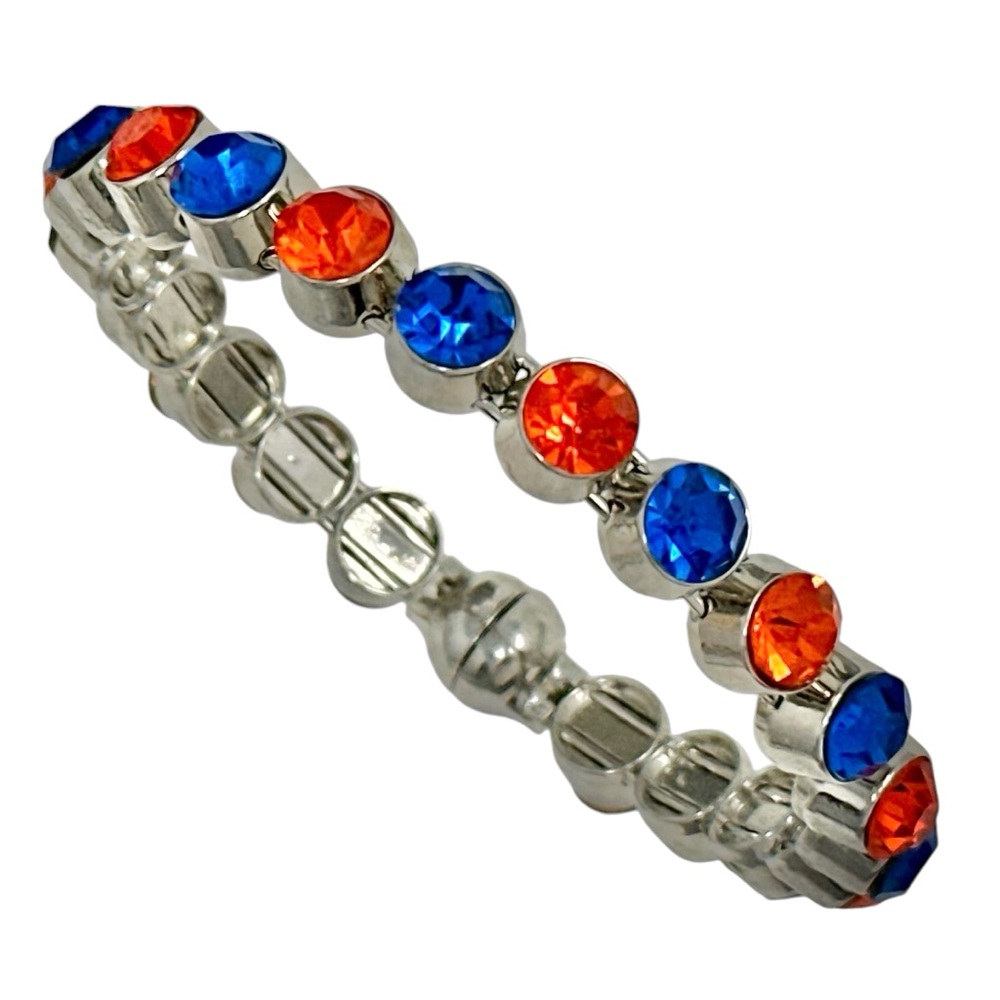 Orange & Blue Rhinestone Magnetic Bangle Bracelet
